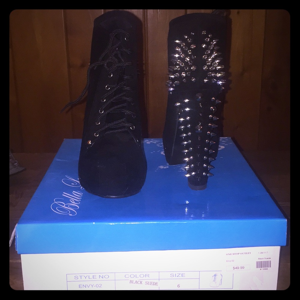 Black suede booties